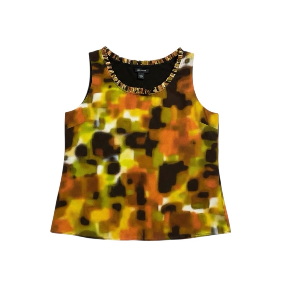 St. John Sleeveless Silk Abstract Top
